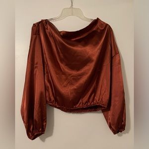 Cropped Boatneck Copper Blouse